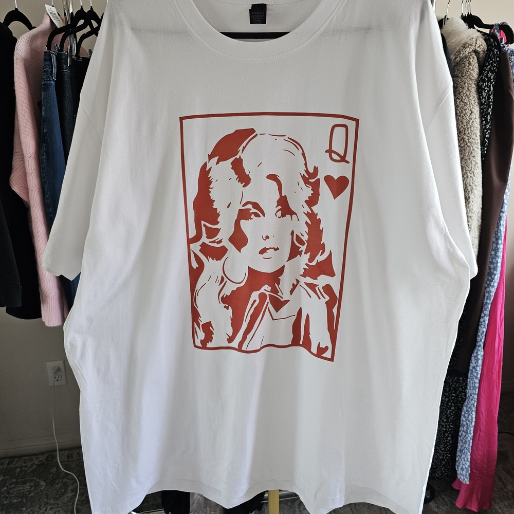 White T-Shirt with Red Graphic